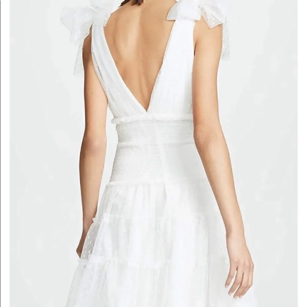 Cinq a Sept Valeria Midi White Dress Ruffle Size 4